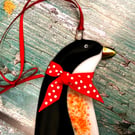 Fused Glass Penguin Decoration