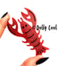 Lobster Acrylic Brooch by Dolly Cool - Red Sparkle - Vintage Style Novelty Brooc