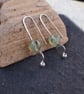 Earrings, Prehnite and hammered silver disc drop earrings, recycled silver, ARC - Image 10
