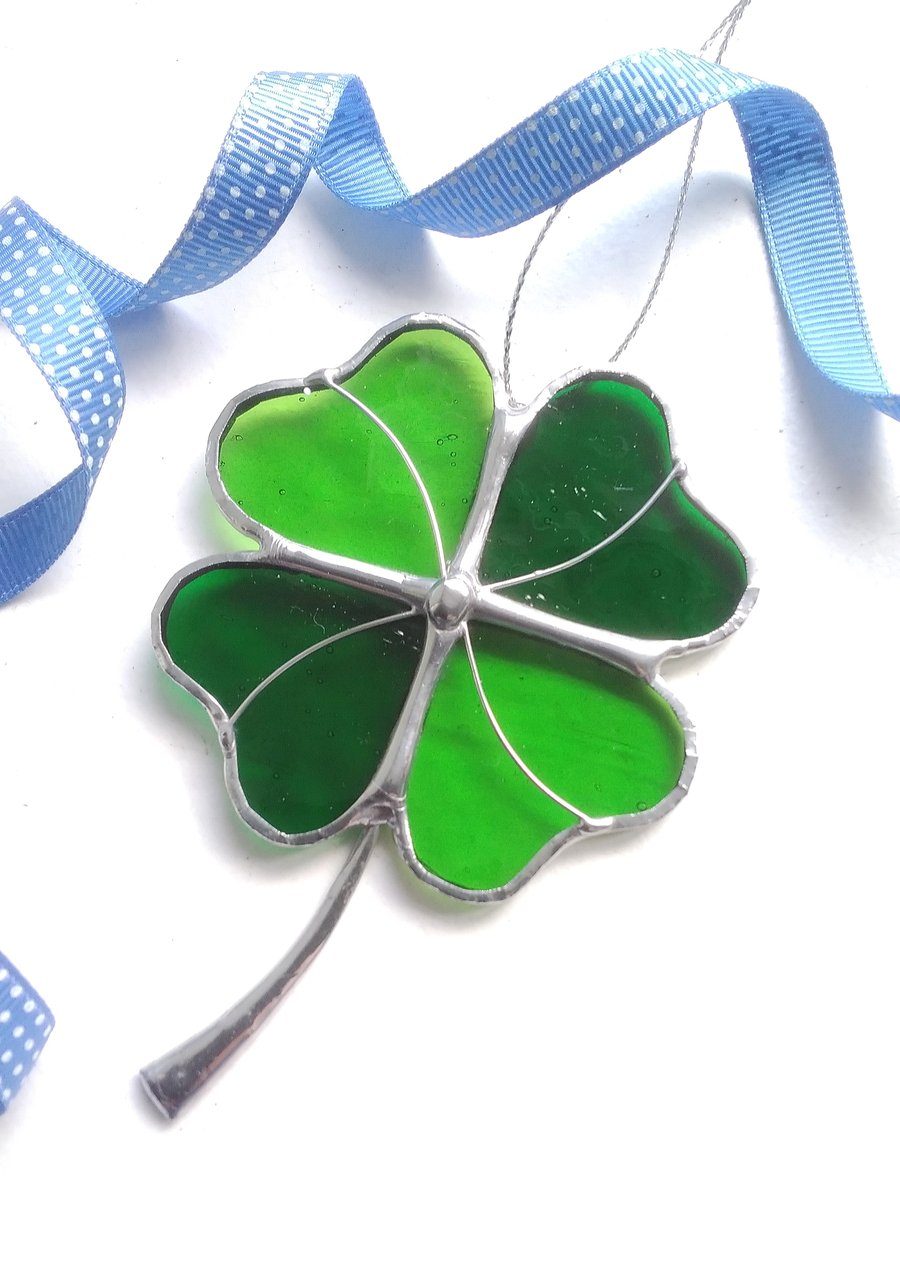 Stained Glass Four-leaf Clover Ornament