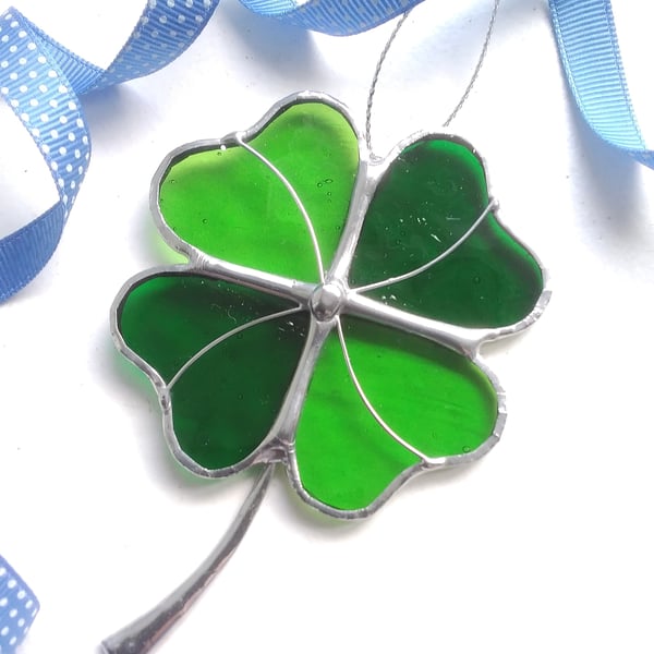 Stained Glass Four-leaf Clover Ornament