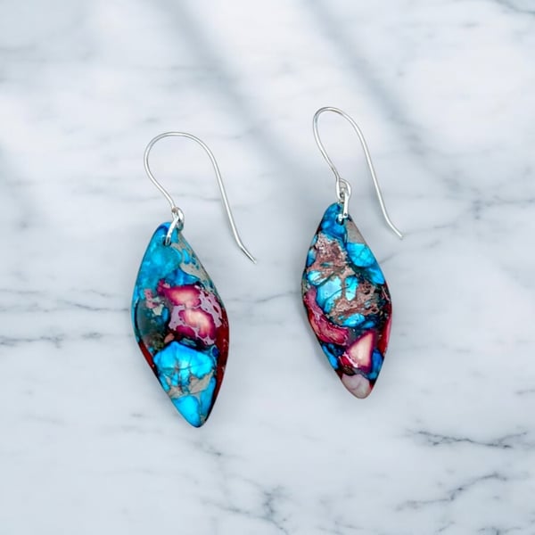 Sterling Silver Imperial Jasper Earrings,  Gift Boxed