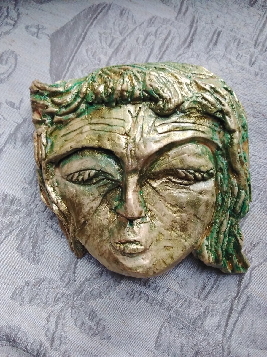 Golden Face Carving Wall Art