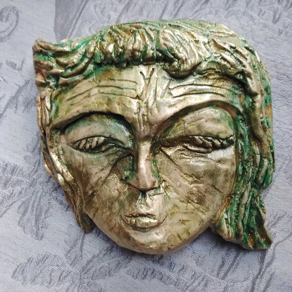 Golden Face Carving Wall Art
