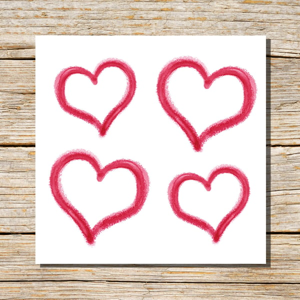 Hearts Card, Pink Heart, Greeting Card, Greetings Card, Blank Inside, Love Heart