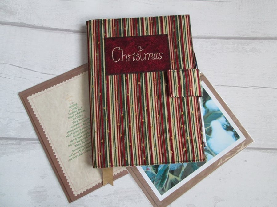 SOLD - A5 Christmas Reusable Notebook Cover, Christmas List Book