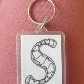 Hand drawn initial "S" keyring.