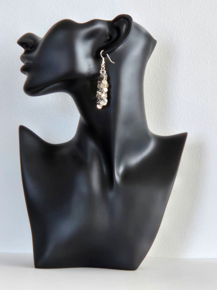 Handcrafted sparkly discs dangle earrings