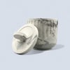 Trinket Pot with Lid- White with Black & Grey Keepsake or Jewellery Box ltp8-10