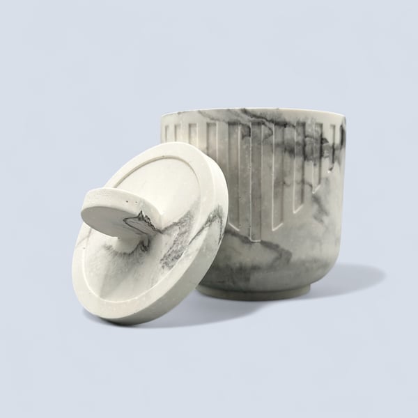 Trinket Pot with Lid- White with Black & Grey Keepsake or Jewellery Box ltp8 & 9