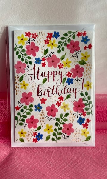 Happy Birthday Watercolour and ink card