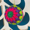 Set of 3 crochet Christmas baubles - green and purple