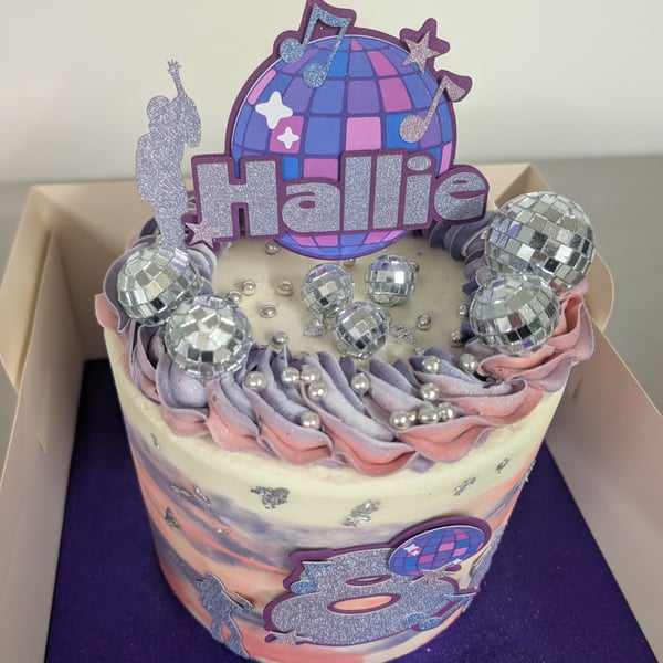 Cake Topper Disco themed can be personalised