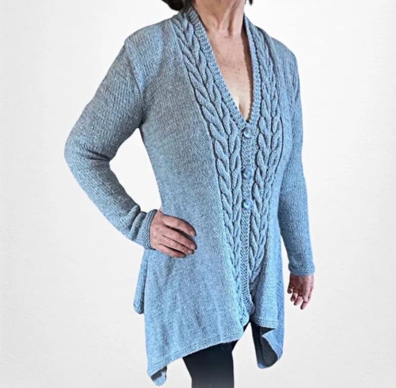 Alpaca with Wool Cardigan in Grey Blue - Chest size 92-97cms (38-38")