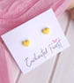Yellow Mini Heart Stud Earrings, Minimalist Jewellery, Accessories & Gifts