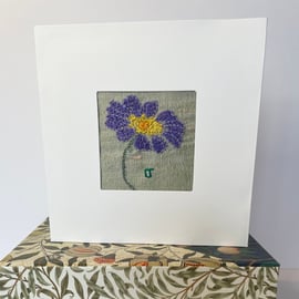 Hand embroidered blank greetings card - ‘Daisy, daisy…No.2’