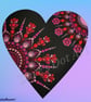 Hand painted Dot Mandala Heart Coaster - Pinks and Reds - Image 1