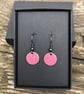 Raspberry enamel drop earrings. Sterling Silver upgrade available.  - Image 4