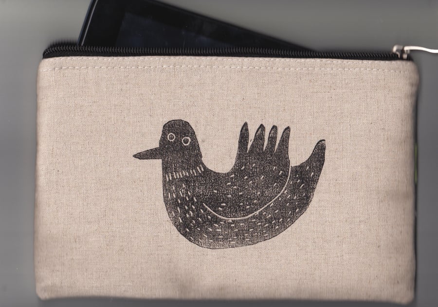 Bird tablet case - handprinted