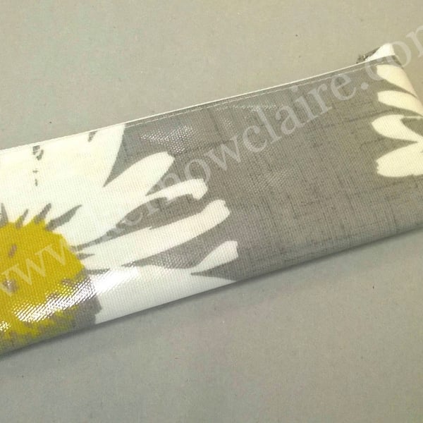 Pencil case in grey with daisy pattern, HALF PRICE SALE