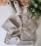 Designer Merino Wool Hand Knitted Baby Jacket & Matching Booties Set 0-3 months  - Image 8