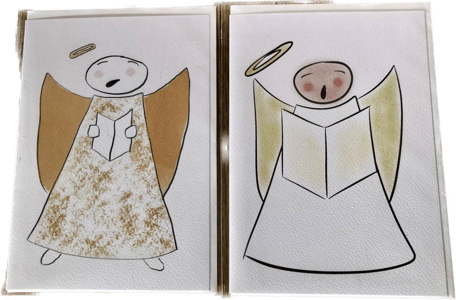 Pack of Two Singing Angels Christmas Cards