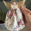 Beautiful Vintage Fairy Dusky Pink Roses Dress Christmas Angel 