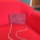 Hand-crocheted Bag in Cherry Red with silver accessories