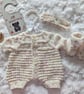 Hand Knitted Romper Set 0 To 3 mths 3 Piece Set