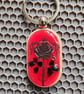 Gothic Style Wooden Keychain: Black Obsidian Leaf Rose- Resin Handmade Charm