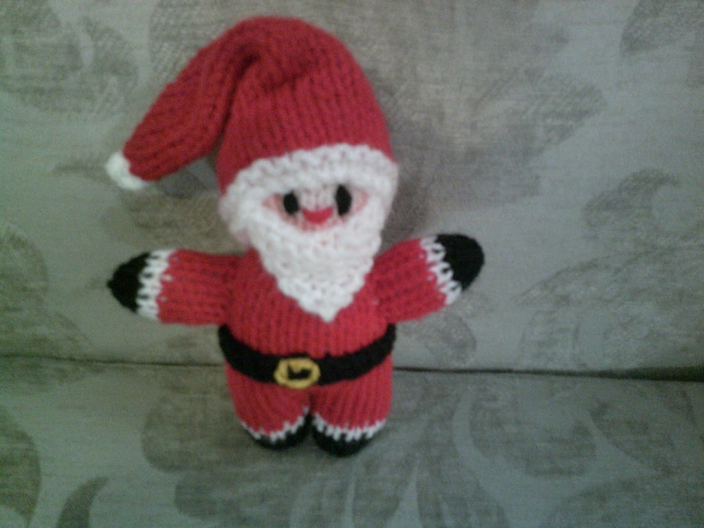 Small Hand Knitted Santa Decoration