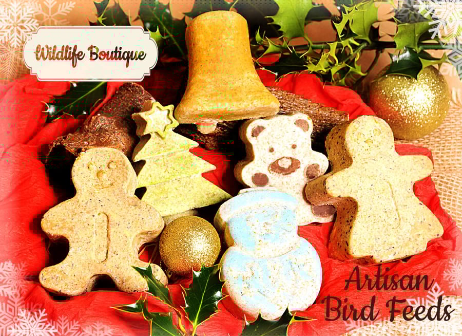 Christmas Suet Bird Treat Gift Box, Festive Wild Bird Feeder Set, Novelty Gift