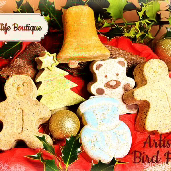 Christmas Suet Bird Treat Gift Box, Festive Wild Bird Feeder Set, Novelty Gift