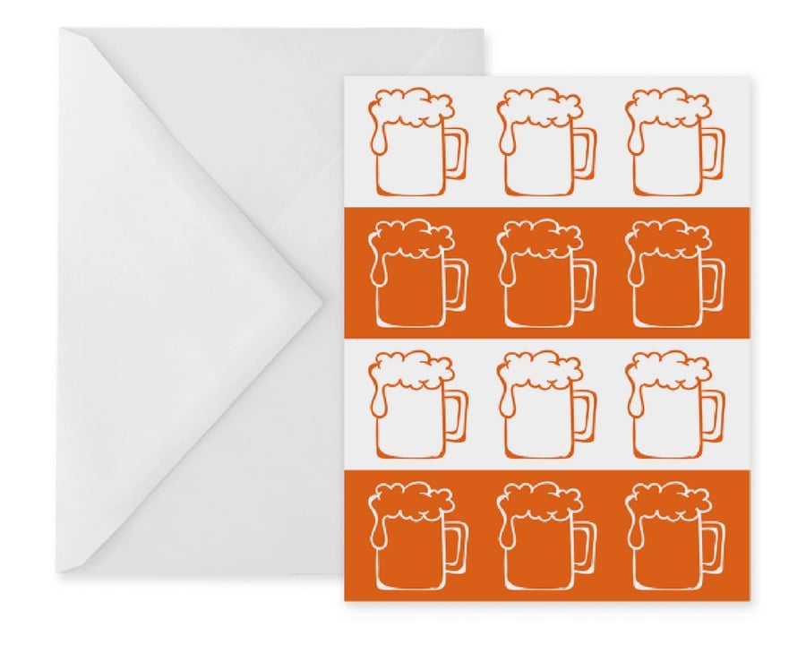 Orange Beer Stripes Greetings Card