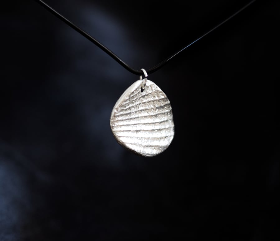Handmade Sterling Silver Shell Pendant from Real Shell Imprint UK Hallmark