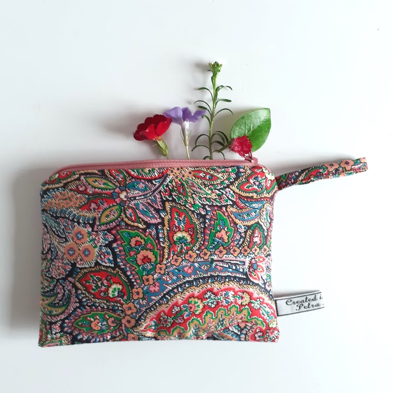 Vintage Liberty print make up bag or purse in a bold paisley design