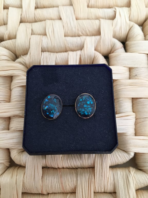 Oval Teal Studs