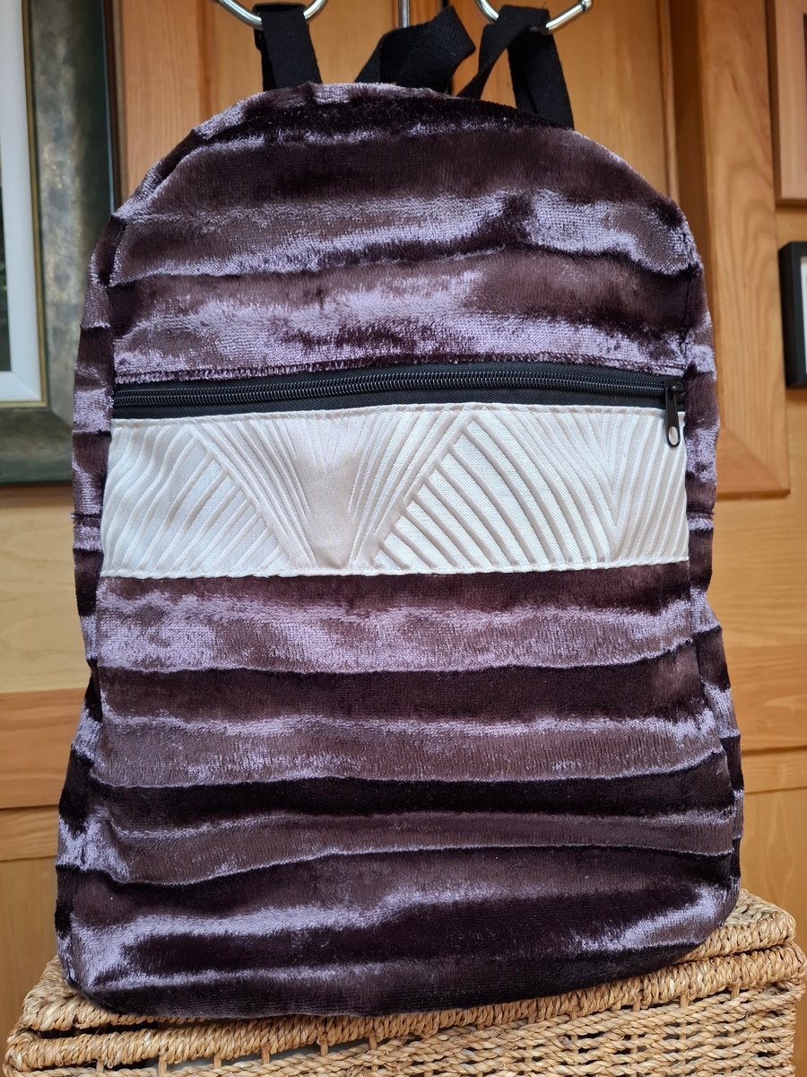 Purple velvet backpack