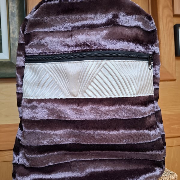 Purple velvet backpack