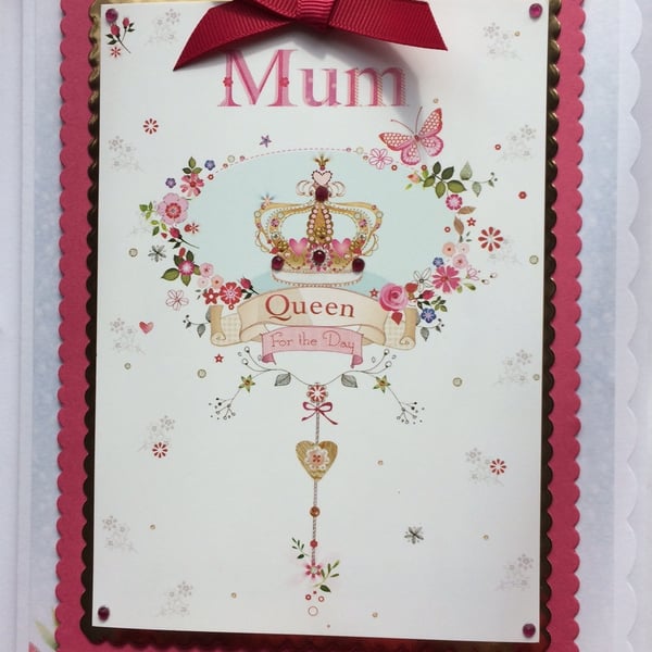 Mother's Day Card Birthday Card Mum Queen for the Day Crown Jewels