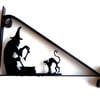 Witch, Cauldron & Cat Silhouette Scroll Style Hanging Basket Bracket Solid Steel