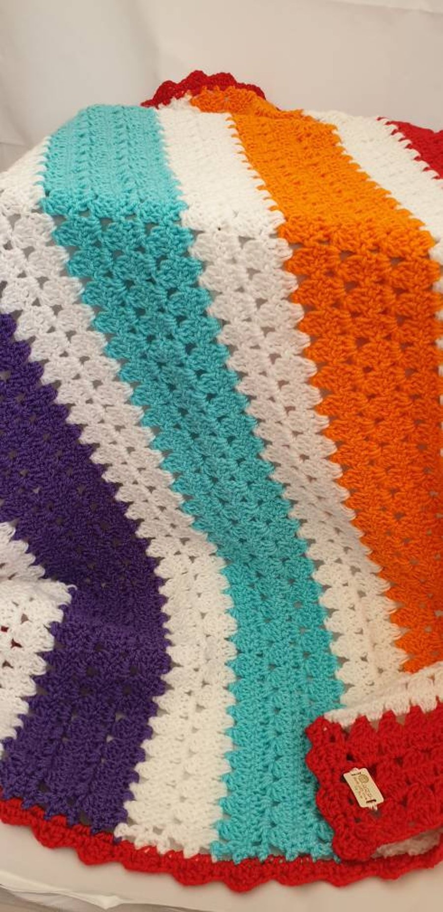 Handmade bright colours granny stitch baby blanket