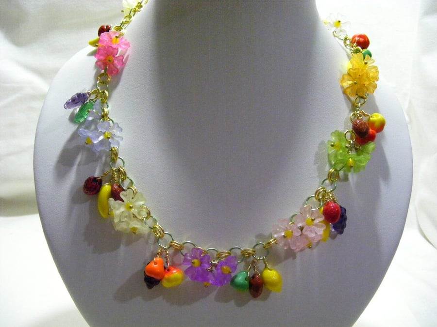 Flowers and Fruit Necklace