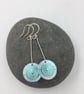 Anodised aluminium daisy chain earrings in shades of green
