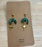 Moon and Star Earrings, Blue or Teal Green, Polymer Clay Earrings - Image 4
