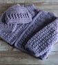Crochet Lilac Blanket Hat Cardigan and Booties - Image 6