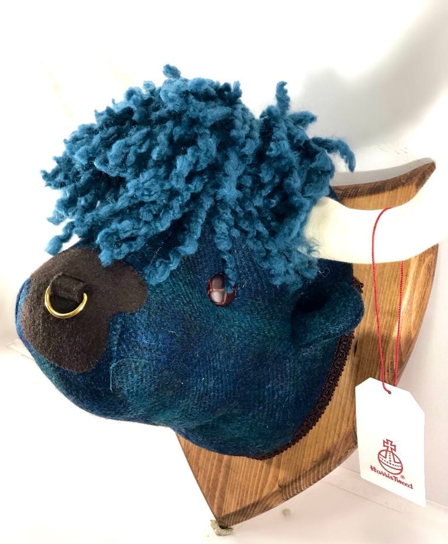Unique Harris Tweed cow trophy head.