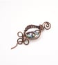 Handmade Abalone Shell Antique Copper Shawl Pin, Cardigan Brooch - Image 3