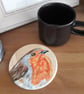 Wooden Coaster handpainted with a Robin  - Image 3