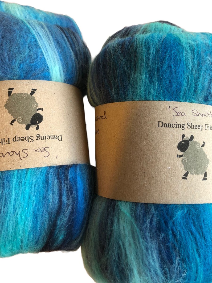 All natural hand blended batt for spinning or felting 'Sea Shanty'